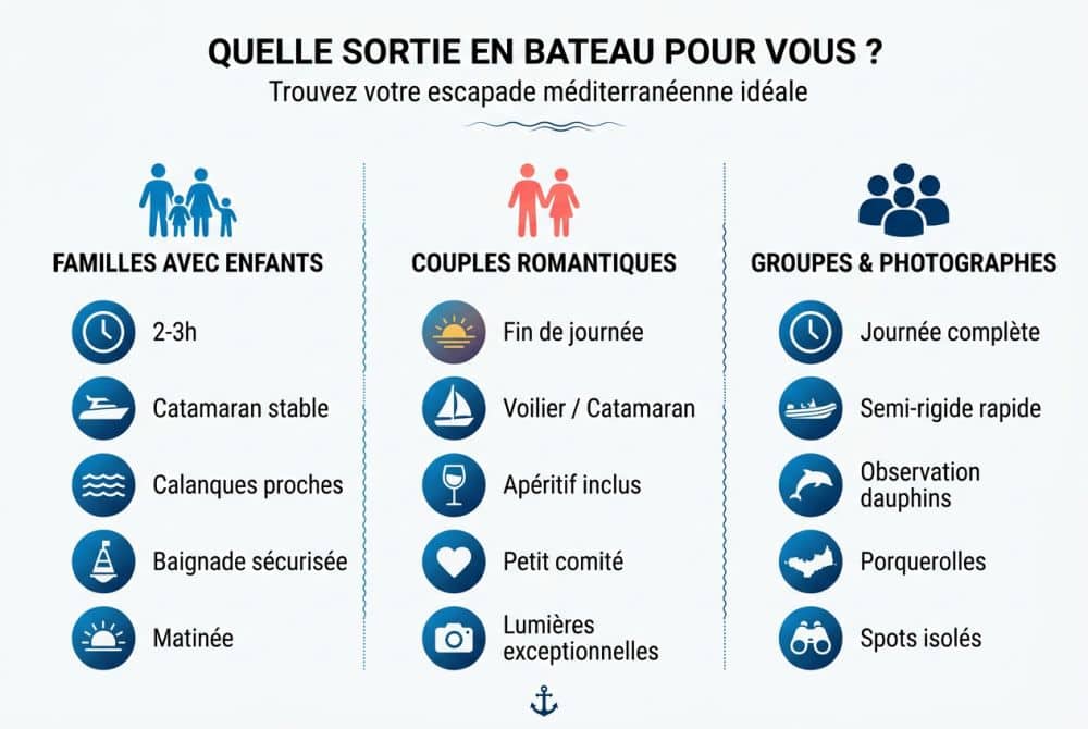 Quel type de sortie pour quel profil : familles, couples, groupes, photographes