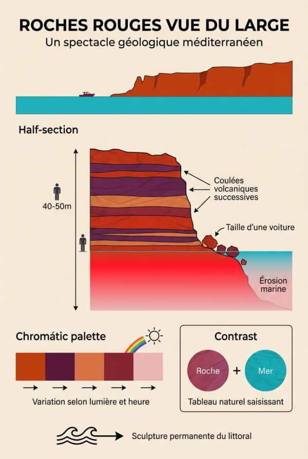 Les roches rouges vues du large : un spectacle géologique unique