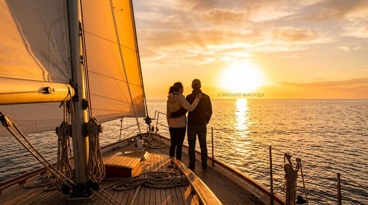 Naviguer face au coucher de soleil
